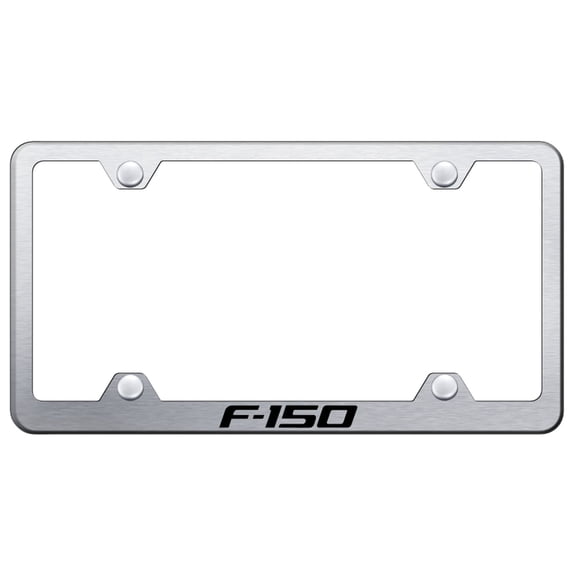 Ford F-150 Laser Etched Logo Wide Body License Plate Frame (Brushed Chrome)