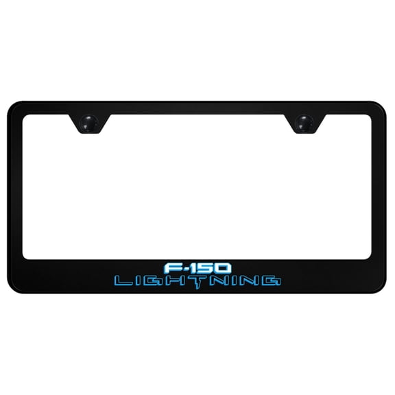 Ford F-150 Lightning 2 Lightning License Plate Frame Logo on Black Polycarbonate