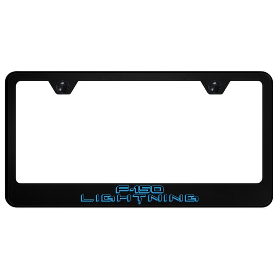 Ford F-150 Lightning License Plate Frame Logo on Black Polycarbonate