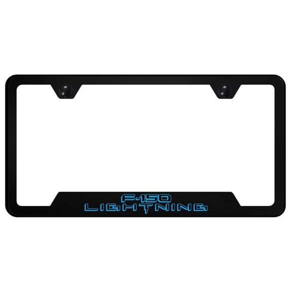 Ford F-150 Lightning Notched License Plate Frame Logo on Black Polycarbonate