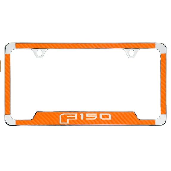 Ford F 150 Orange Simulated Carbon Fiber License Plate Frame Holder