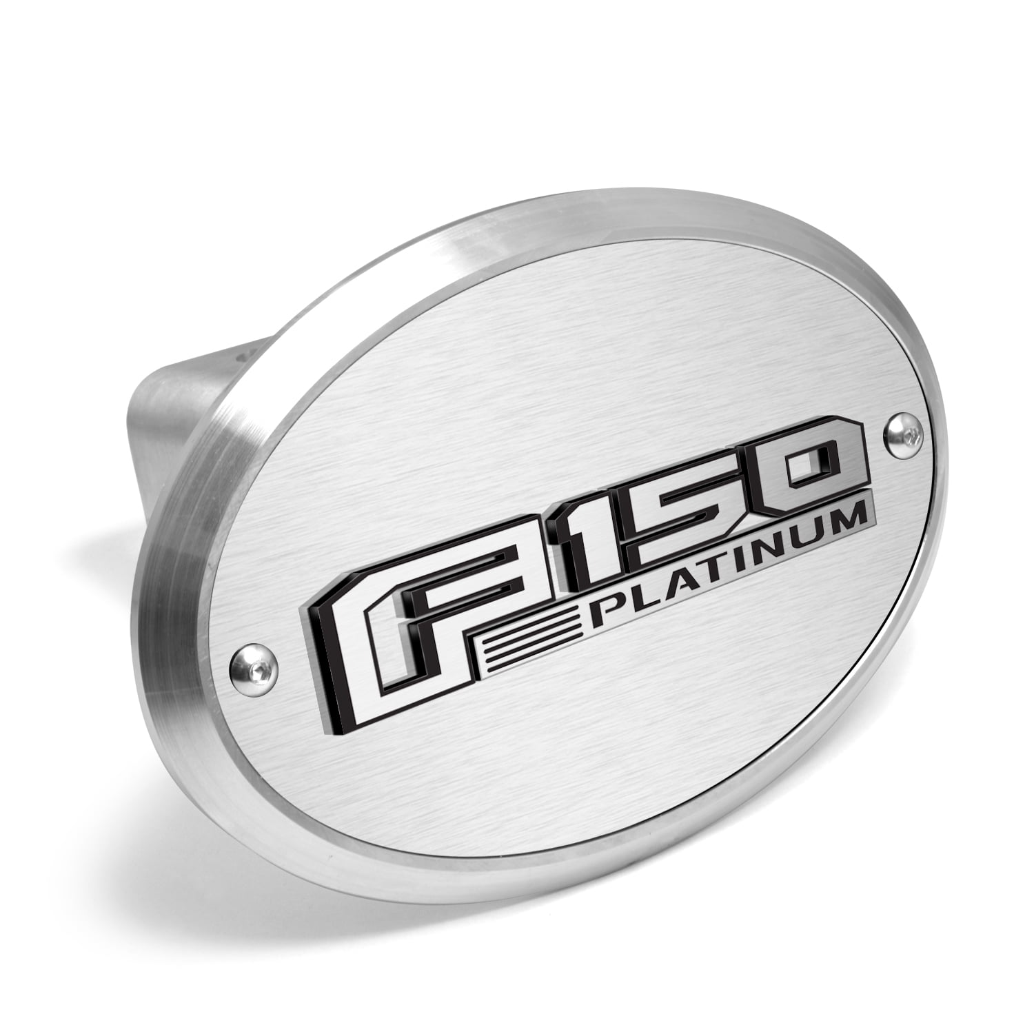 IPick Tow Hitch Cover For Ford F-150 Platinum - 3/8" Brushed Aluminum With 3D Black Logo, Class 3 - View #2