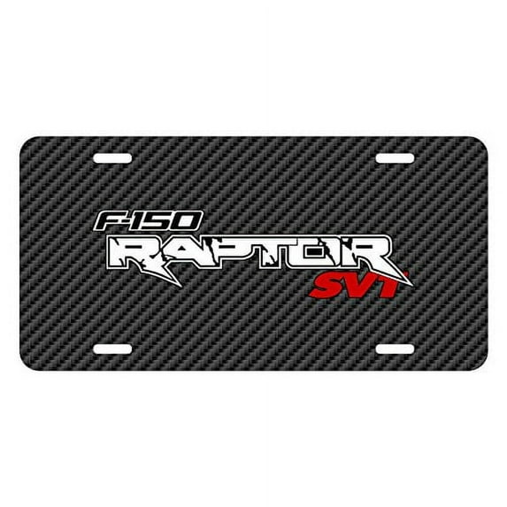Ford F-150 Raptor SVT 2010 to 2014 Black Carbon Fiber Look Graphic Special Aluminum Metal License Plate