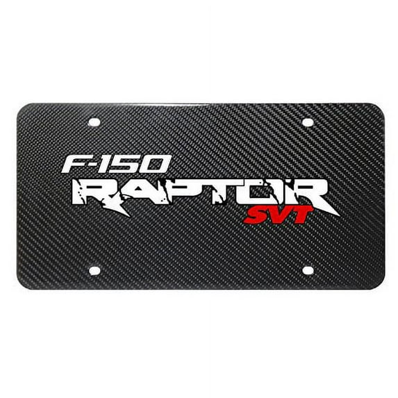 Ford F-150 Raptor SVT UV Graphic 100% Real Black Carbon Fiber License Plate