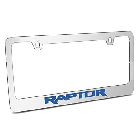 Ford F-150 Raptor Blue in 3D American-Made Mirror Chrome Metal License Plate Frame
