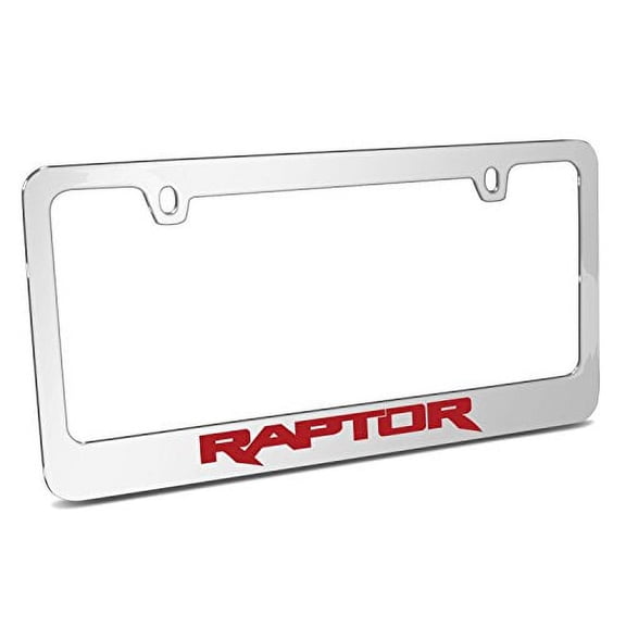 Ford F-150 Raptor Red in 3D American-Made Mirror Chrome Metal License Plate Frame