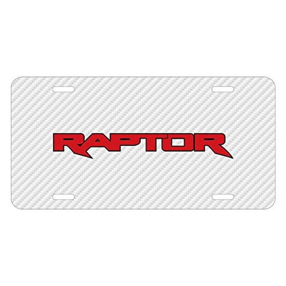 Ford F-150 Raptor in Red White Carbon Fiber Look Graphic Special Aluminum Metal License Plate
