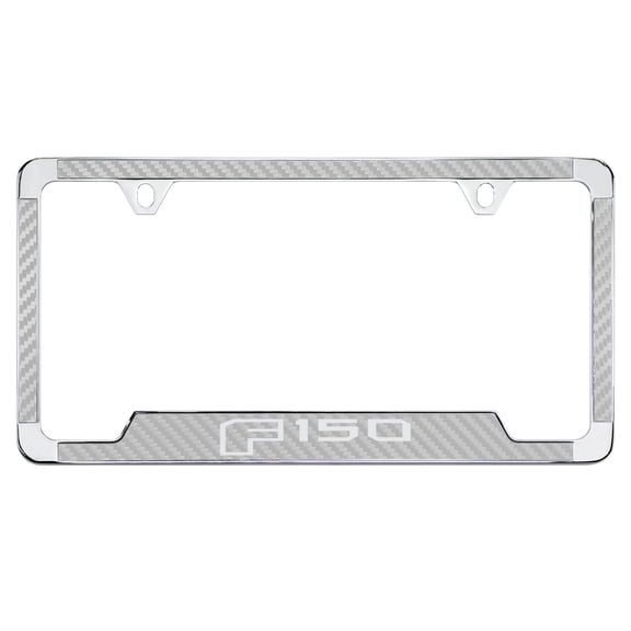 Ford F 150 Silver Simulated Carbon Fiber License Plate Frame Holder