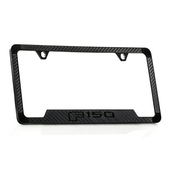 Ford F 150 blacked out with carbon fiber inlay zinc license plate frame 2 hole