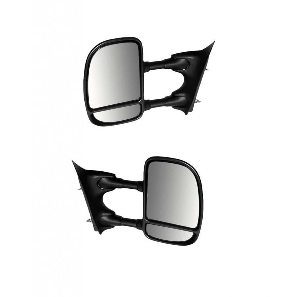 For Ford F-250/F-350 Super Duty 1999 00 01 02 2003 Door Mirror Driver & Passenger Side Pair | Power | Non-Heated | Folding | Textured | Black | Trailer Tow Type | w/Round Plug | FO1320196, FO1321196