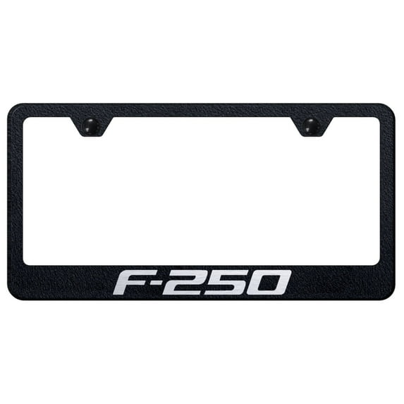 Ford F-250 Laser Etched Logo Stainless Steel License Plate Frame (Rugged Black)