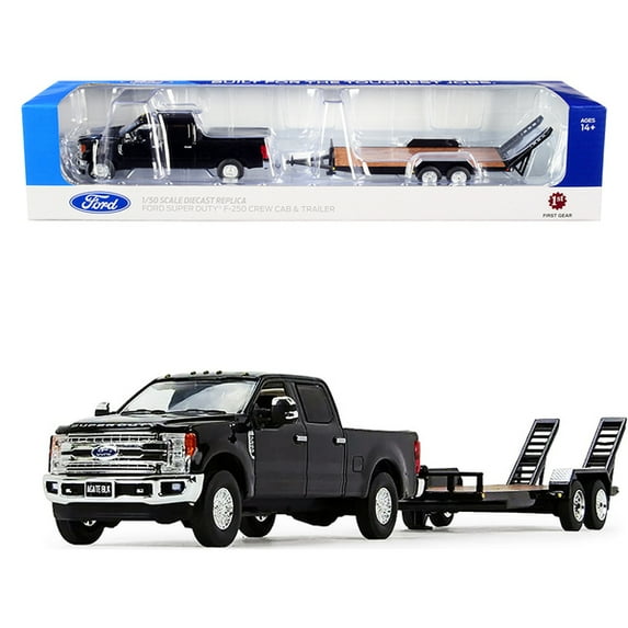 First Gear FIR50-3472 1-50 Scale Tandem-Axle Trailer Truck for Ford Super Duty F-250 Crew Cab Pickup, Black
