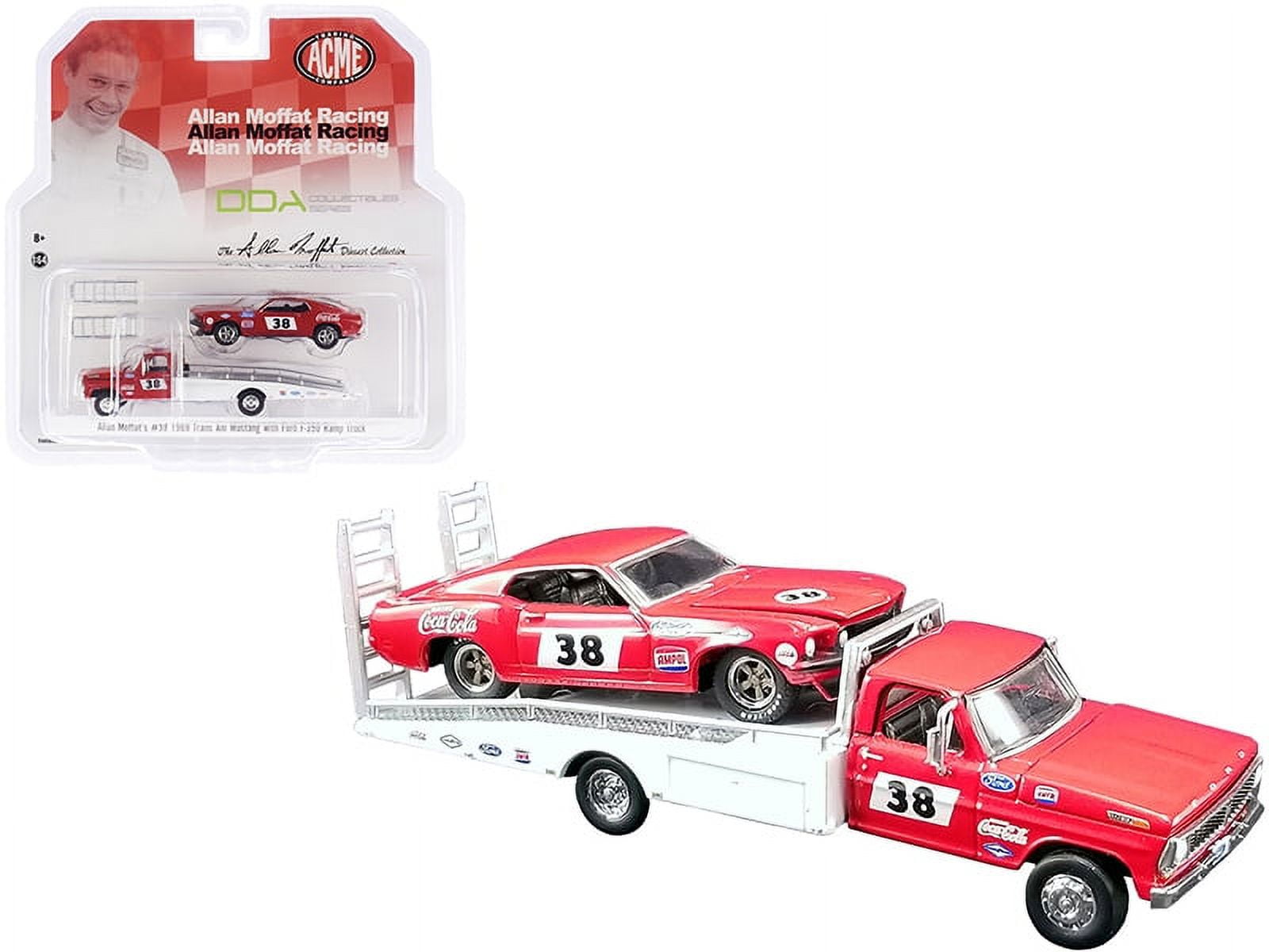 Ford F-350 Ramp Truck #38 Red and White with 1969 Ford Mustang Trans Am ...