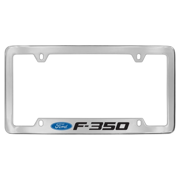 Ford F-350 wordmark chrome plated metal license plate frame holder