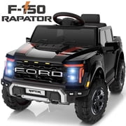 Conchico 12V Licensed Ford F150 Raptor Powered Ride-On Cars Toys with Remote & Durable Wheels for Kids, Black