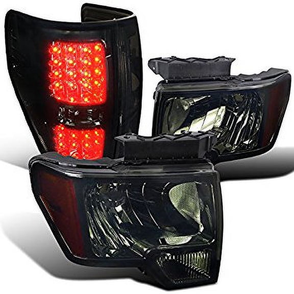 Ford F150 F-150 Crystal Smoke Headlights+Tinted LED Tail Lamps