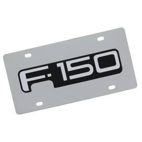 Ford F150 Logo License Plate (White On Chrome)