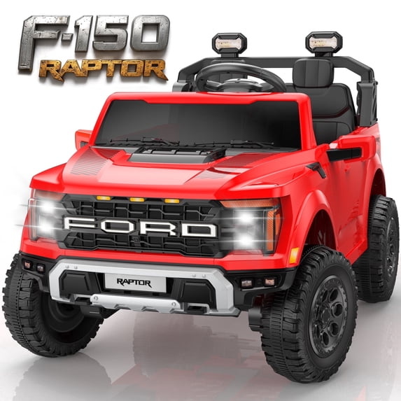 Ford F150 Raptor 24V Ride on Cars for Kids, Extra large Real 2 Seater Ride on Toys with Remote Control, Bluetooth, LED, Truck Storage, Electric Vehicles Ride on Truck for Boys Girls Gifts