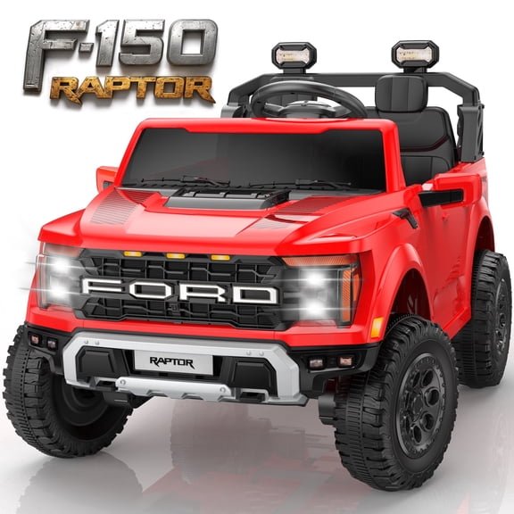 Ford F150 Raptor 24V Ride on Cars for Kids, Extra large Real 2 Seater Ride on Toys with Remote Control, Bluetooth, LED, Truck Storage, Electric Vehicles Ride on Truck for Boys Girls Gifts