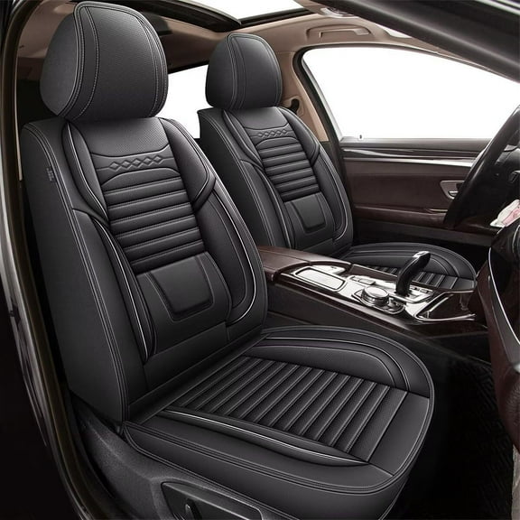 Ford F150 Seat Covers, 5 Seat Full Set Leather Pickup Seat Cushion Cover Fit for 2009-2025 Ford F150 & 2017-2025 F250 F350 F450 Waterproof Leather Protectors（Black）