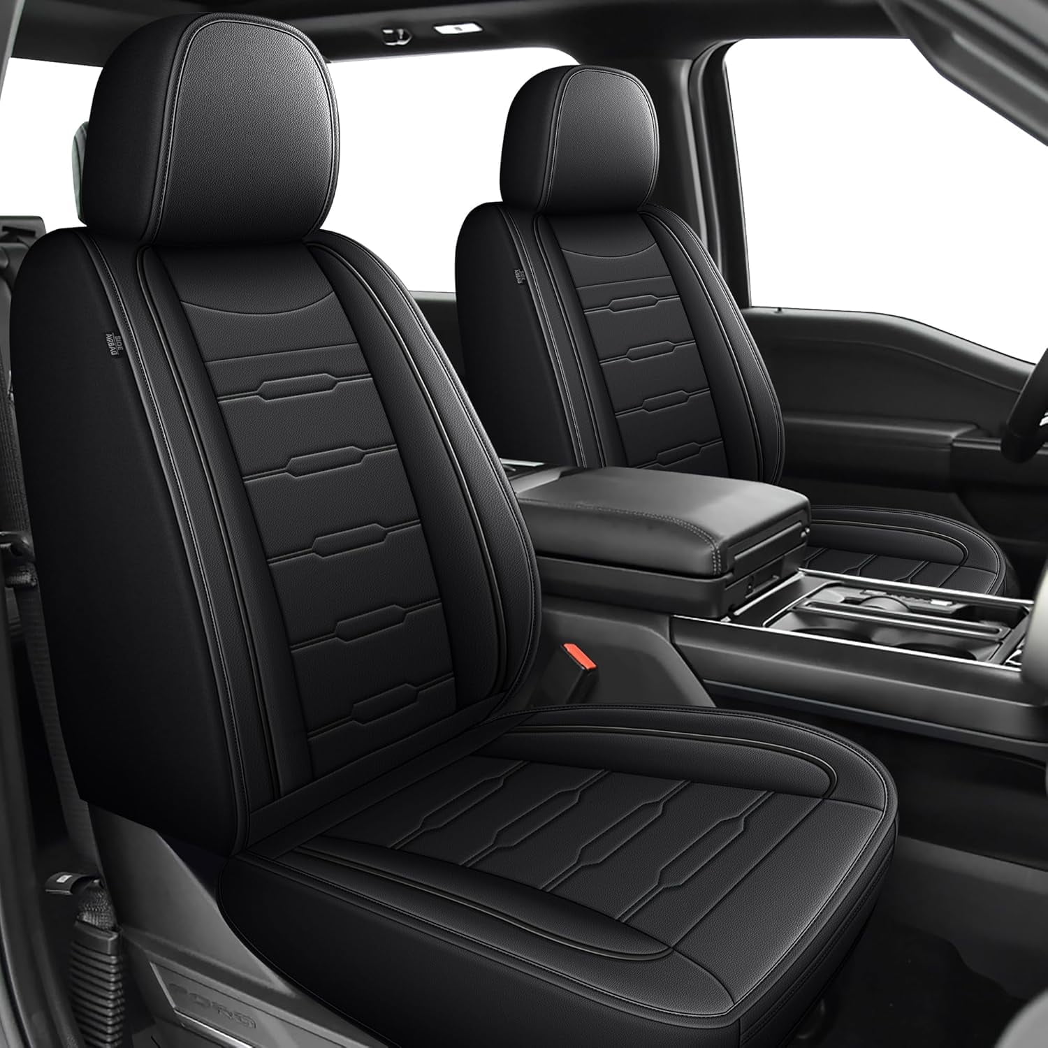 Ford F150 Seat Covers for 2009-2025 - F250/F350/F450 2017-2025: 5 Seat Full Set Faux Leather Truck Seat Covers Car Cushion (Black)