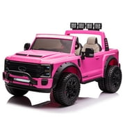 Ford F450 Kids 24V Electric Ride-On Truck Car w R/C Parental Control Remote, LED Foam wheels + Underbody LED Kit, MP3 + Wireless Music Streaming, Car Cover, Vegan Leather Seat
