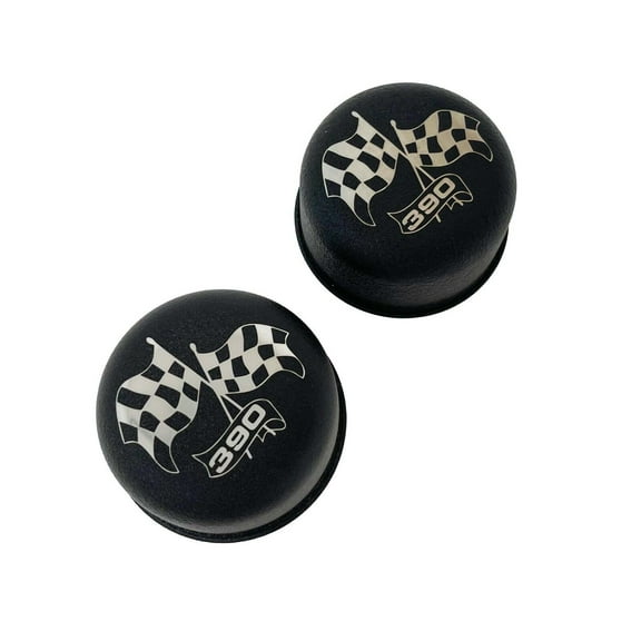 Ford FE 390 Checkered Flags Valve Cover Breather & Grommets Set - Black - Ansen USA