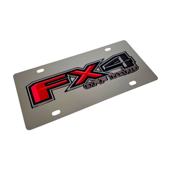 Ford FX4 Logo Chrome Steel License Plate US Made Official Licensed