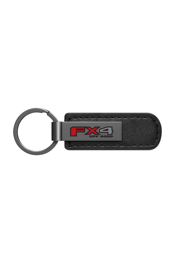 Ford FX4 Off Road Black PU Leather Strap Black Metal Bar LED Printed Logo Key Chain