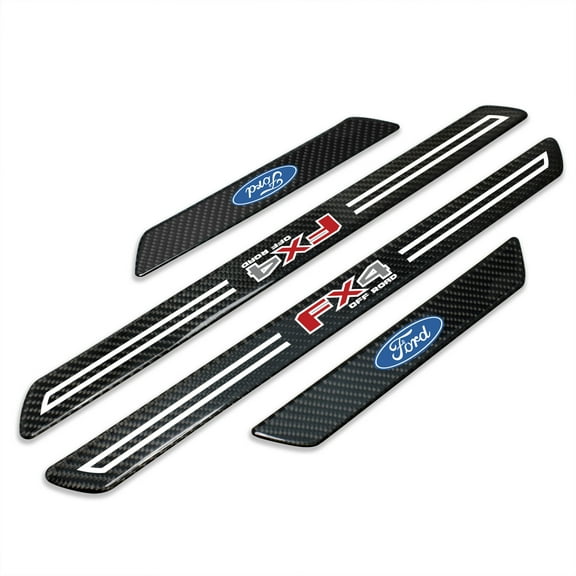 Ford FX4 Off Road Real Carbon Fiber 4 Pcs Universal Door Sill Step Protector Guard Decal Plates