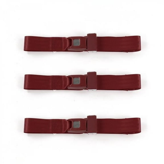 Ford Falcon 1960-1963 Standard 2 Point Burgundy Lap Bench Seat Belt Kit - 3 Belts