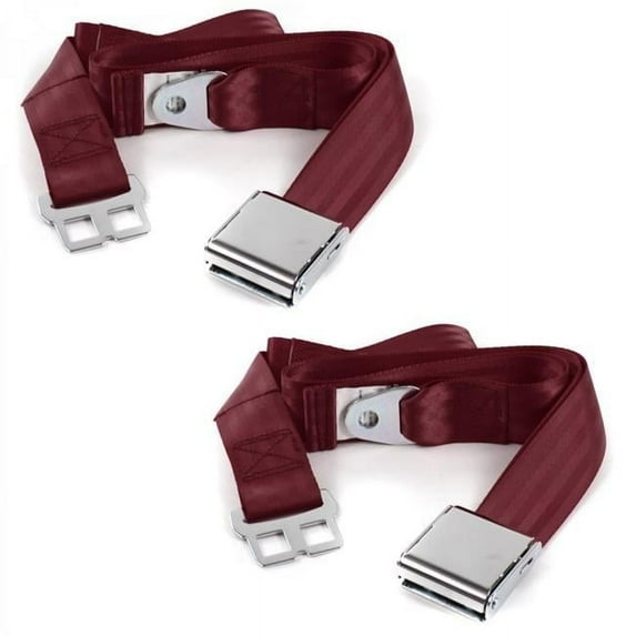 Ford Falcon 1966-1970 Airplane 2 Point Burgundy Lap Bucket Seat Belt Kit - 2 Belts