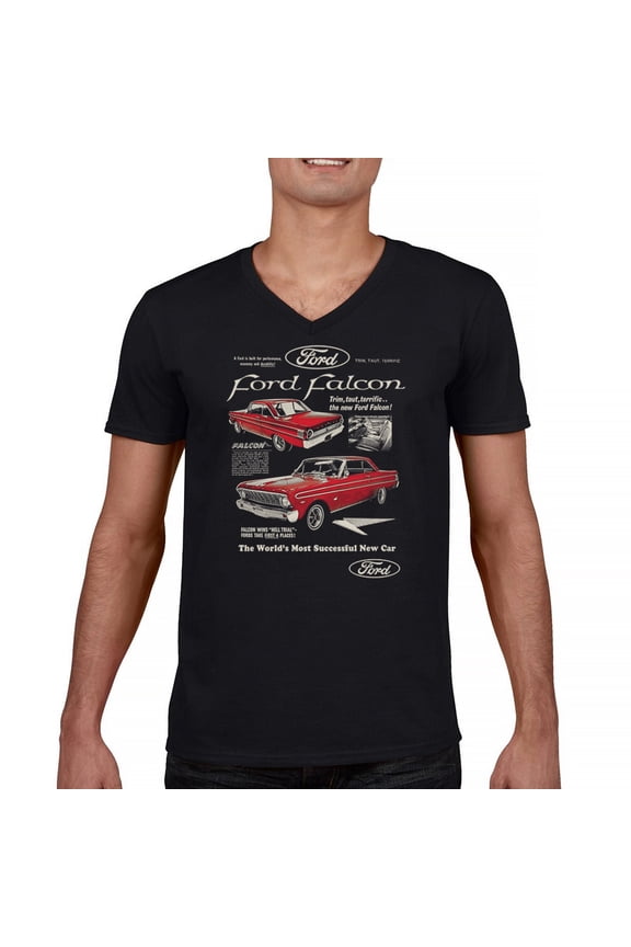 Ford Falcon Retro Poster Men's V-Neck T-shirt 1960s-70s Muscle Car Classic Ride