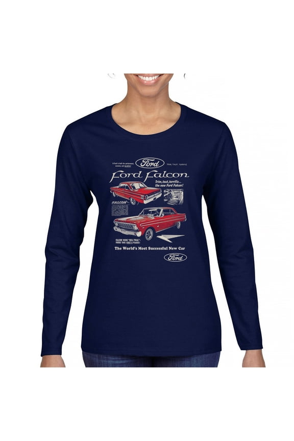 Ford Falcon Retro Poster Women's Long Sleeve T-shirt 1960s-70s Muscle Car Classic Ride