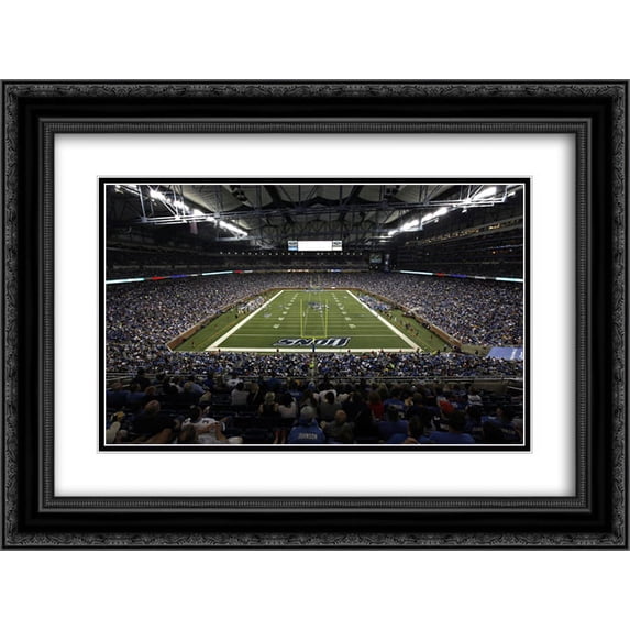Ford Field 2x Matted 24x18 Black Ornate Framed Art Print from the Stadium Series