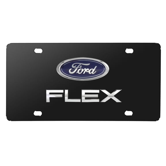 Ford Flex 3D Dual Logo Black Stainless Steel License Plate