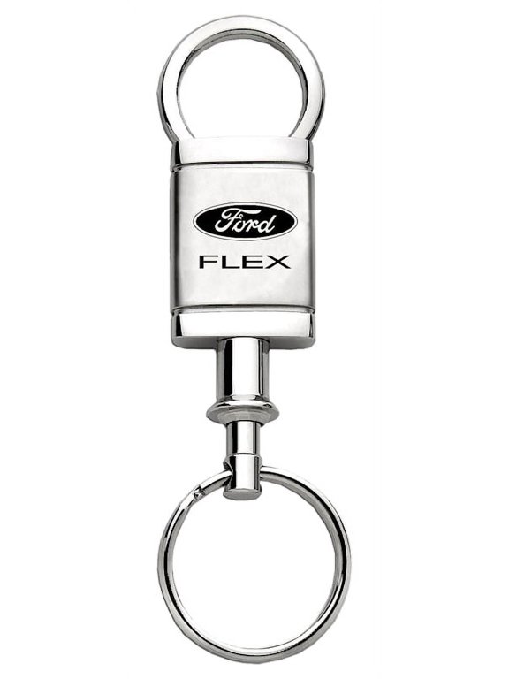 Ford Flex Rectangular Satin Chrome Valet Key Chain (Silver)