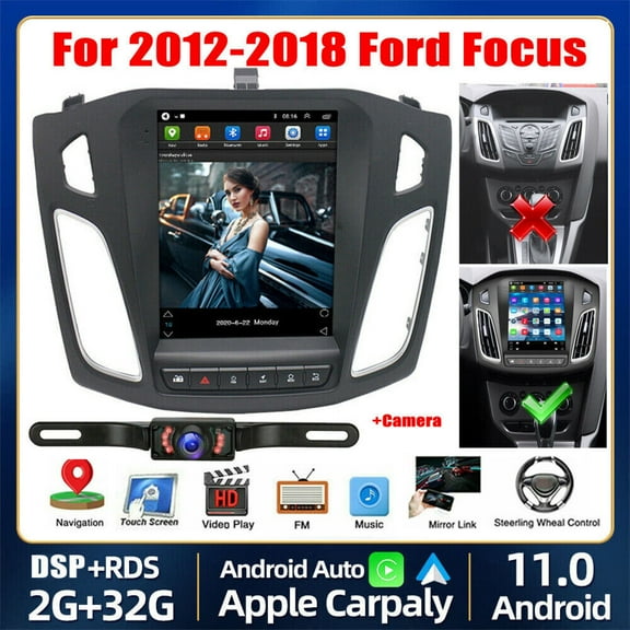 For Ford Focus 2012-2018 GPS Navi Android 12 Car Stereo Radio 9.7" Touch Screen in Dash GPS Radio with Navi WiFi Bluetooth FM RDS HiFi EQ SWC Canbus + Backup Camera