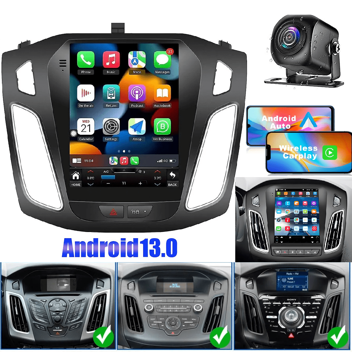 for Ford Focus Car Stereo Radio 20122018 with Carplay/Android Auto,
