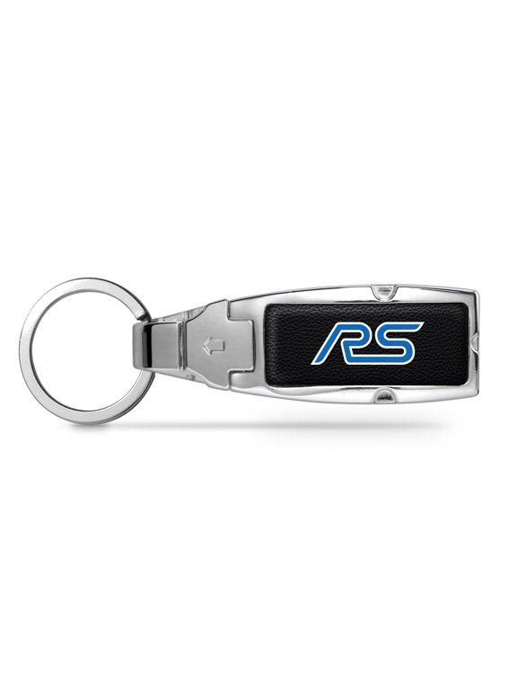 Ford Focus RS Black Leather insert Detachable Chrome Metal Belt Slide Key Chain