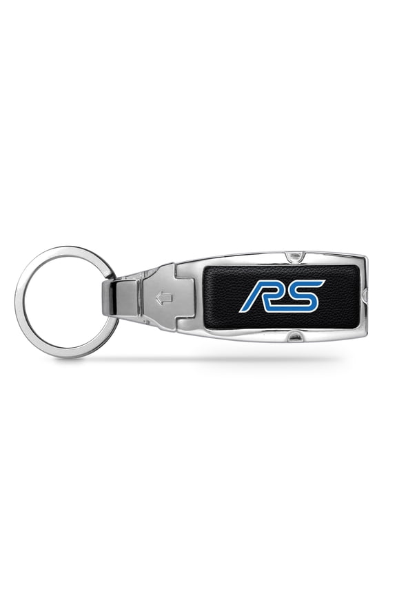 Ford Focus RS Black Leather insert Detachable Chrome Metal Belt Slide Key Chain