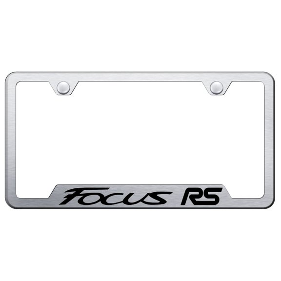 Ford Focus RS Laser Etched Logo Cut-Out License Plate Frame (Brushed Chrome)