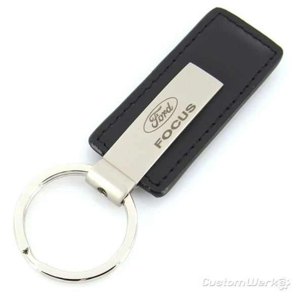 Ford Focus Rectangular Leather Key Chain (Black)