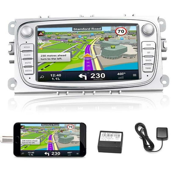 for Ford Focus S-Max C-Max Galaxy Mondeo 9 Radio, 7" Android Car Stereo Radio with Bluetooth Touchscreen,  Built-in GPS Navigation WiFi Support Mirror Link FM MP5 Player