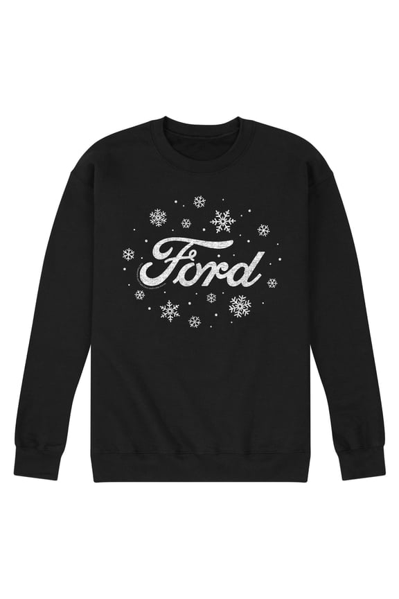 - Ford Logo Snow - Men's Crew Fleece Pullover Sweatshirt