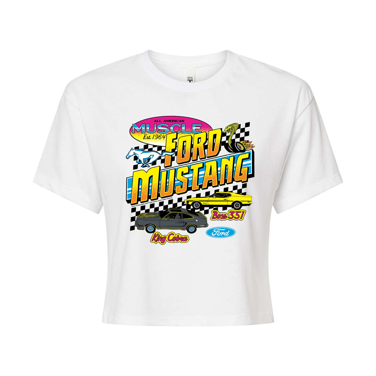 Ford - Ford Mustang 1978 King Cobra 1971 Boss 351 - Juniors Cropped Graphic T-Shirt