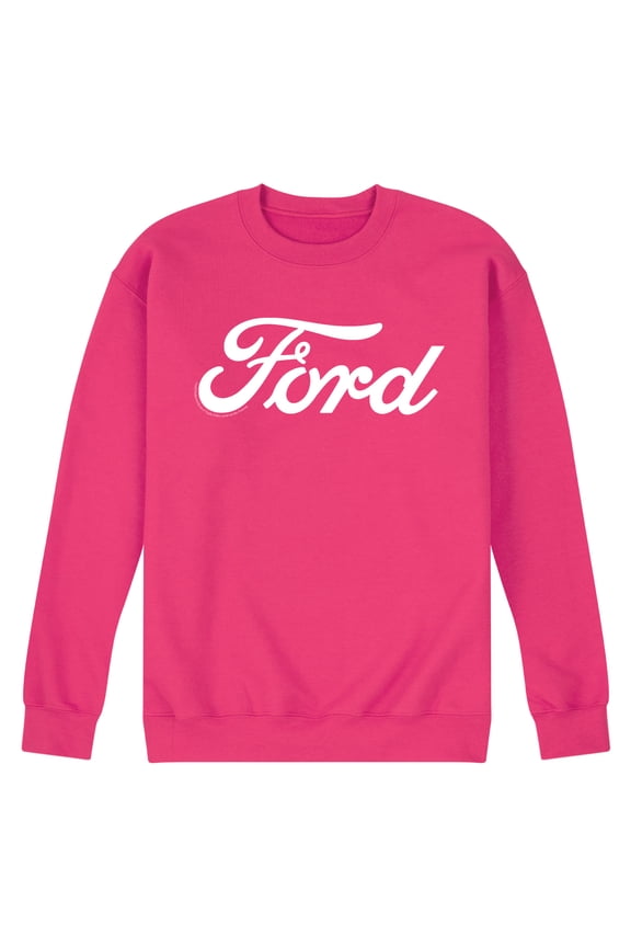 - Ford One Color Script Logo - Men's Crew Fleece Pullover Sweatshirt