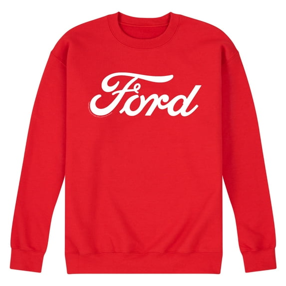 Ford - Ford One Color Script Logo - Men's Crew Fleece Pullover Sweatshirt