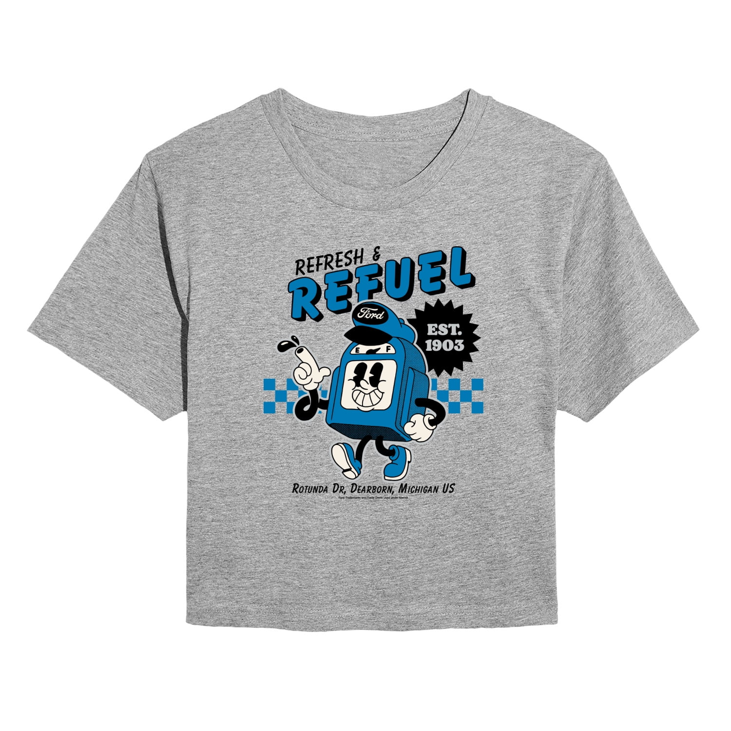 Ford - Ford Refresh Refuel - Juniors Cropped Short Sleeve Graphic T-Shirt