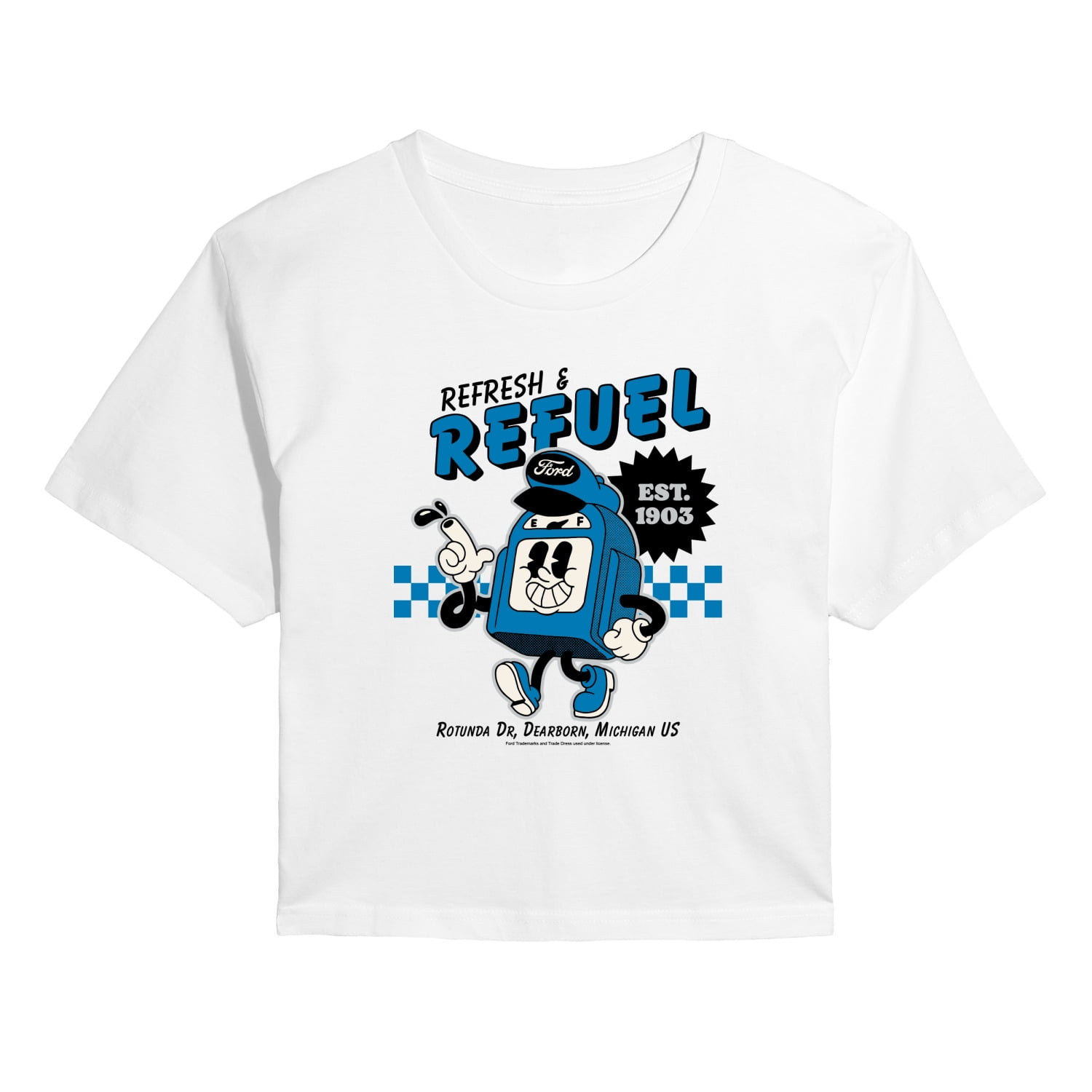Ford - Ford Refresh Refuel - Juniors Cropped Short Sleeve Graphic T-Shirt